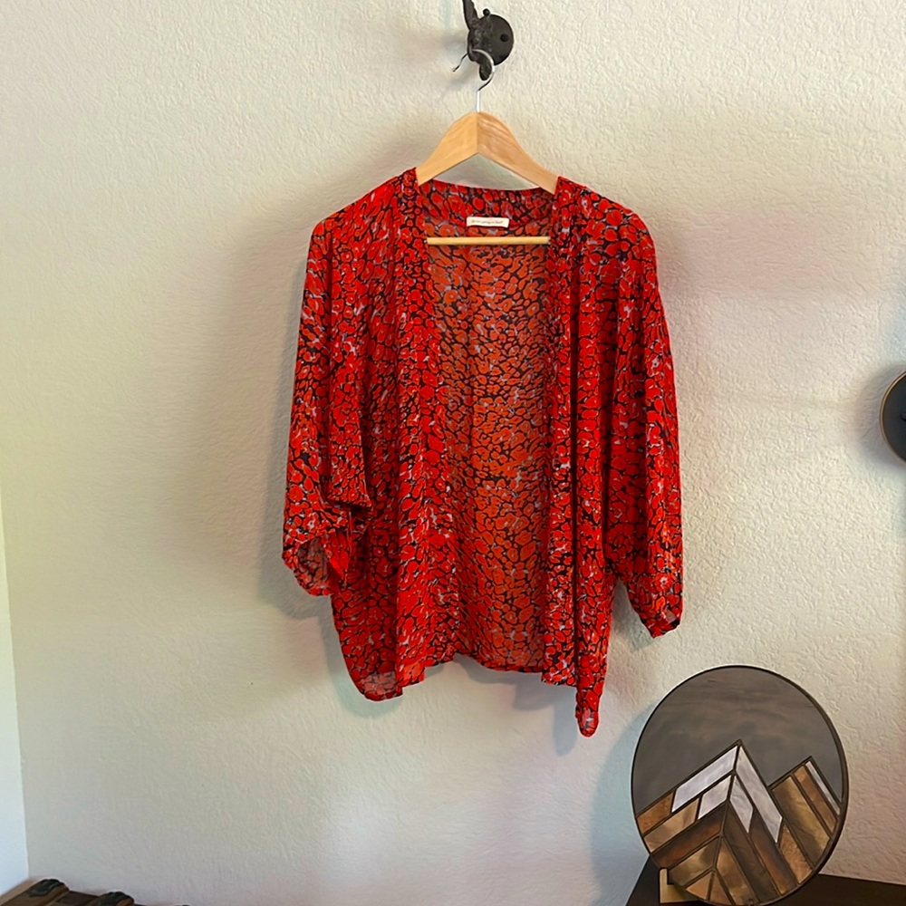 Red sheer kimono